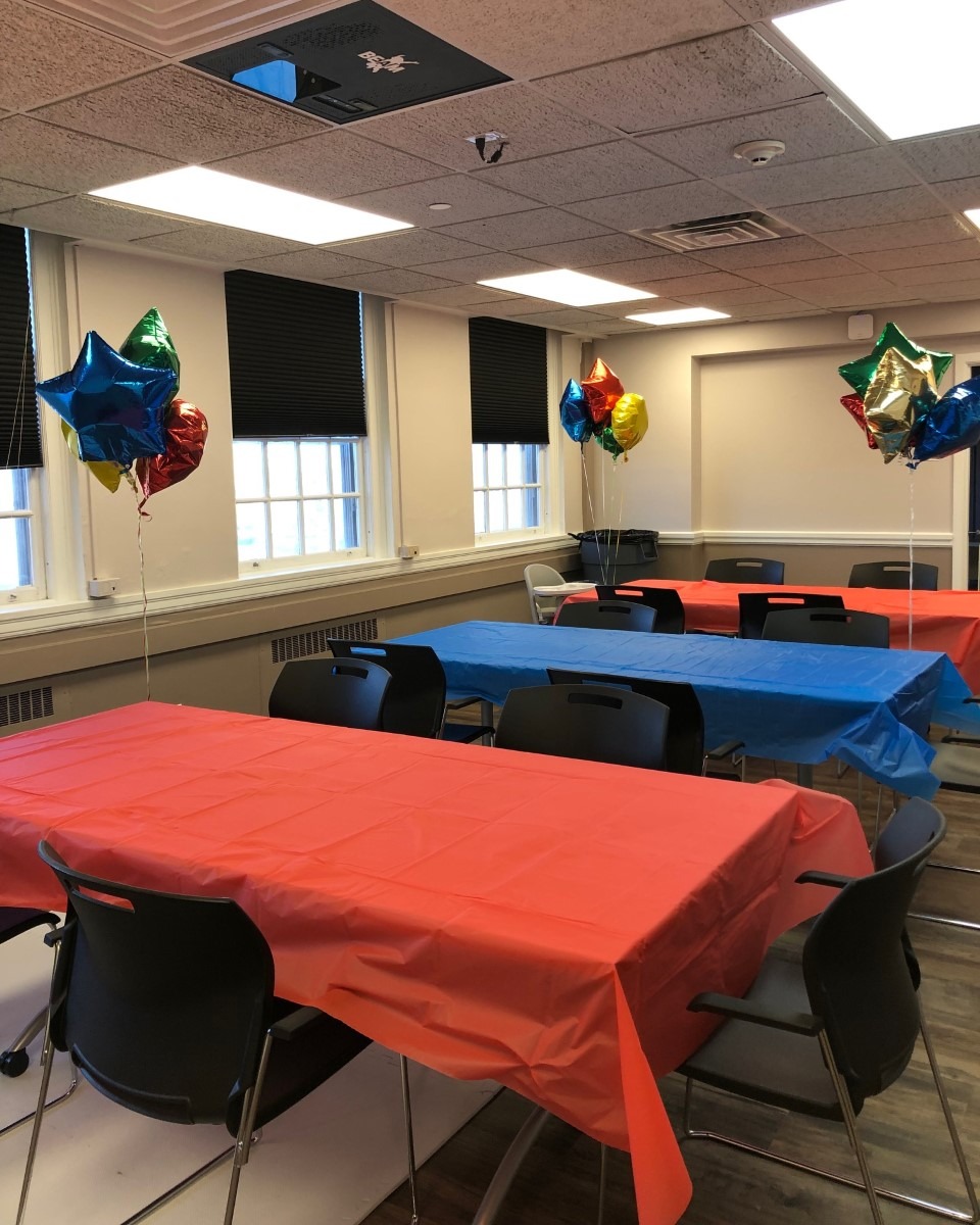 party room blue and red